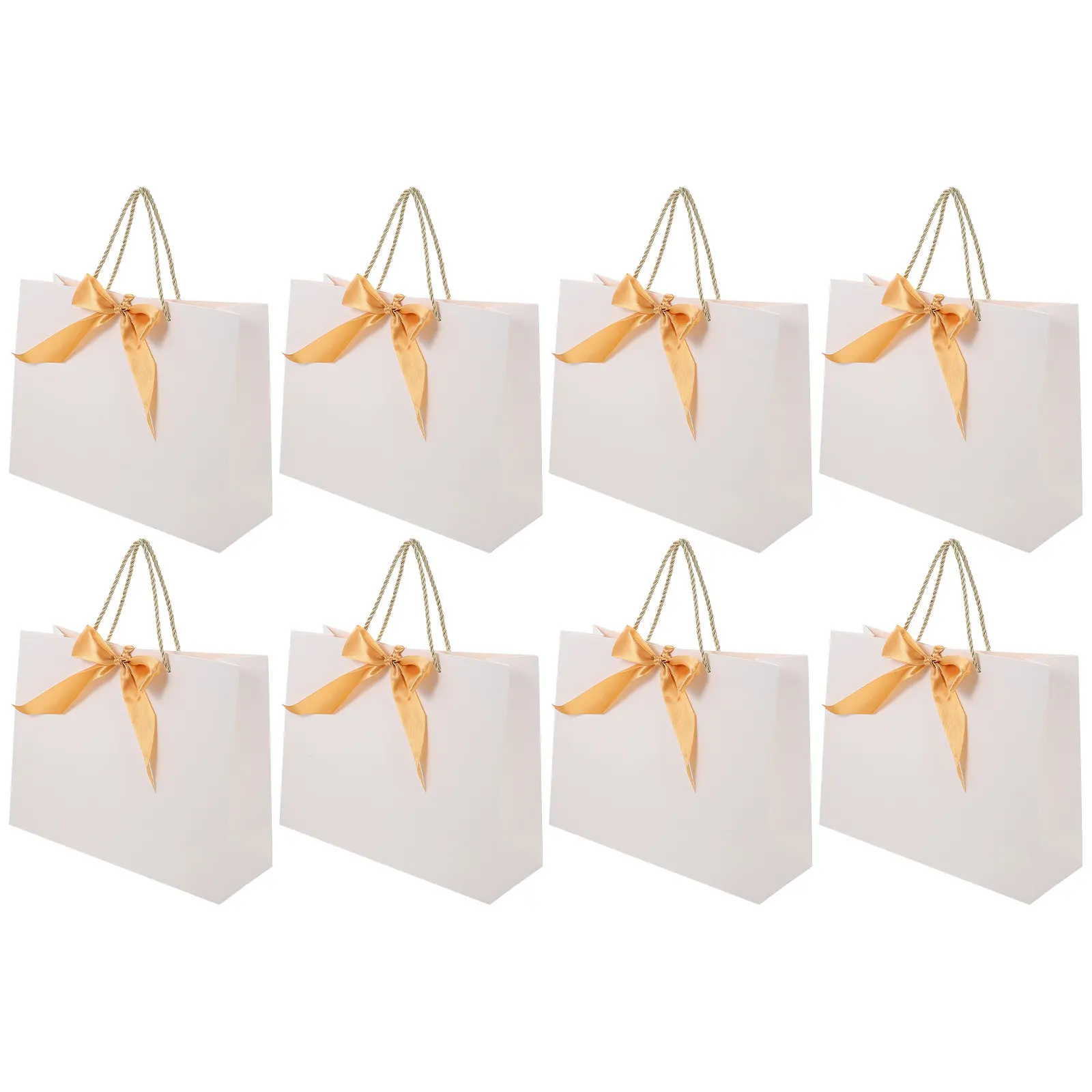 

8 шт. подарочных бумажных пакетов с бантом, свежий натуральный дизайн, легкие мешочки для ювелирных изделий, одежды, подарочной упаковки, прочные