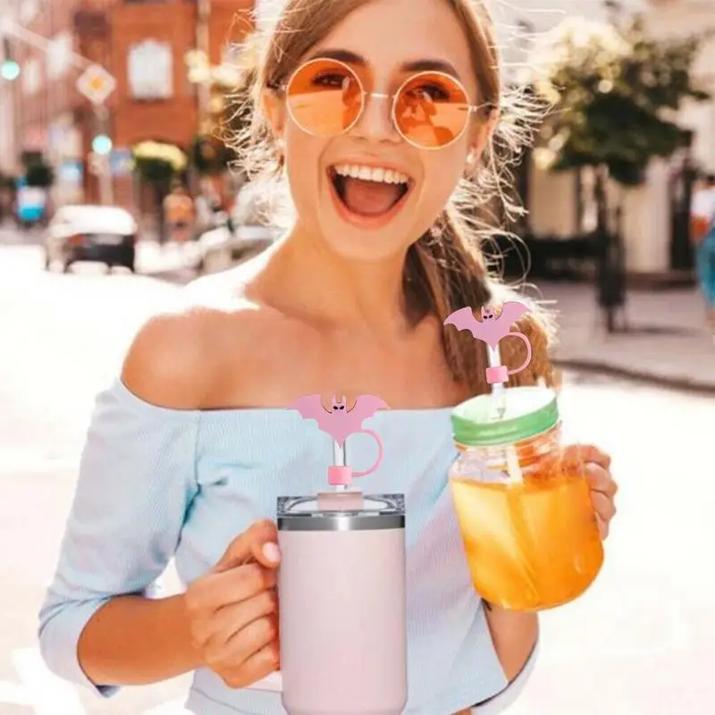 

Halloween Silicone Straw Covers Bat Halloween Straw Cover Halloween Silicone Drinking Straw Tips Cute Reusable Straw Protector