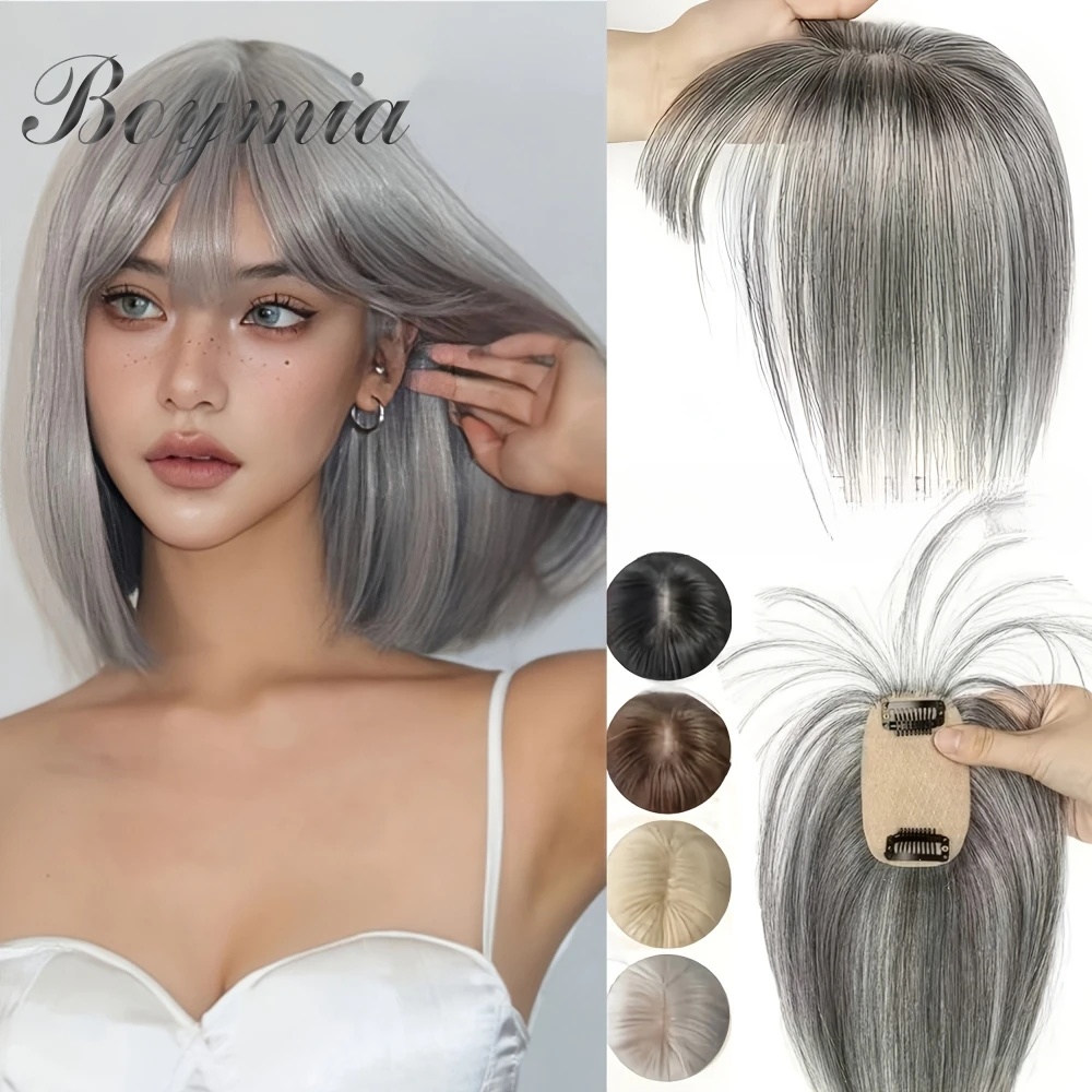 Real Human Hair Toppers for Women Daily 360° Bangs 3D Hair Pieces with Thinning Hair Bangs20, 25, 30, 35cm