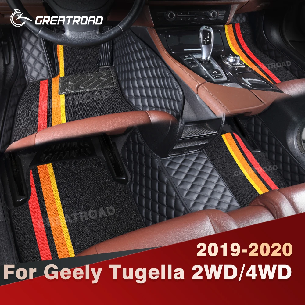 

For Geely Tugella 2WD/4WD 2019-2020 Double Layer Car Floor Mats Custom Auto Carpet Cover Interior Accessories