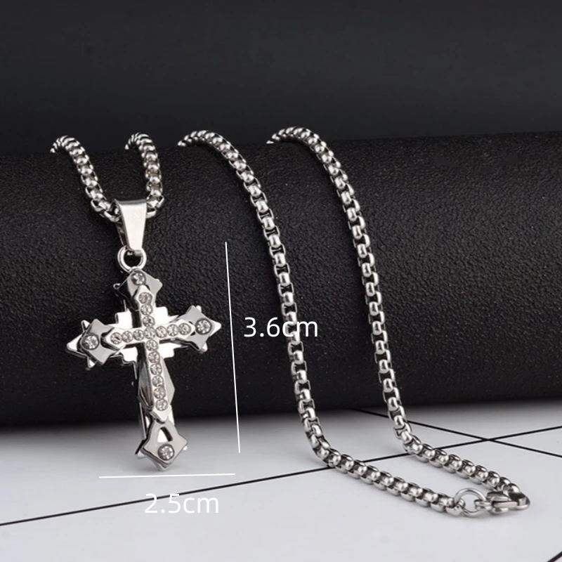 High Quality Cross Titanium Steel Non Fading Necklace,Domineering and Trendy Men's hip-hop Pendant Chain,New Handsome Men Women image 4