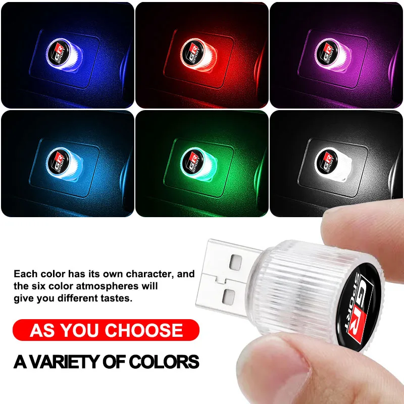 1Pcs GR Sport USB LED Car Light Auto Interior Atmosphere Light For Toyota GR Gazoo Racing Sport RAV4 Prius TRD Corolla Yaris