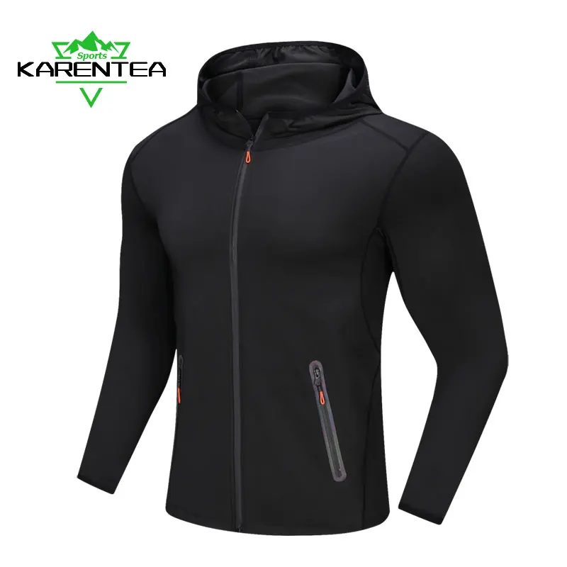 Men Hoodies Jacket Gym Sport Running Training Fitness Bodybuilding Sweatshirt Outdoor Sportswear Male Hooded Jackets Quick Dry