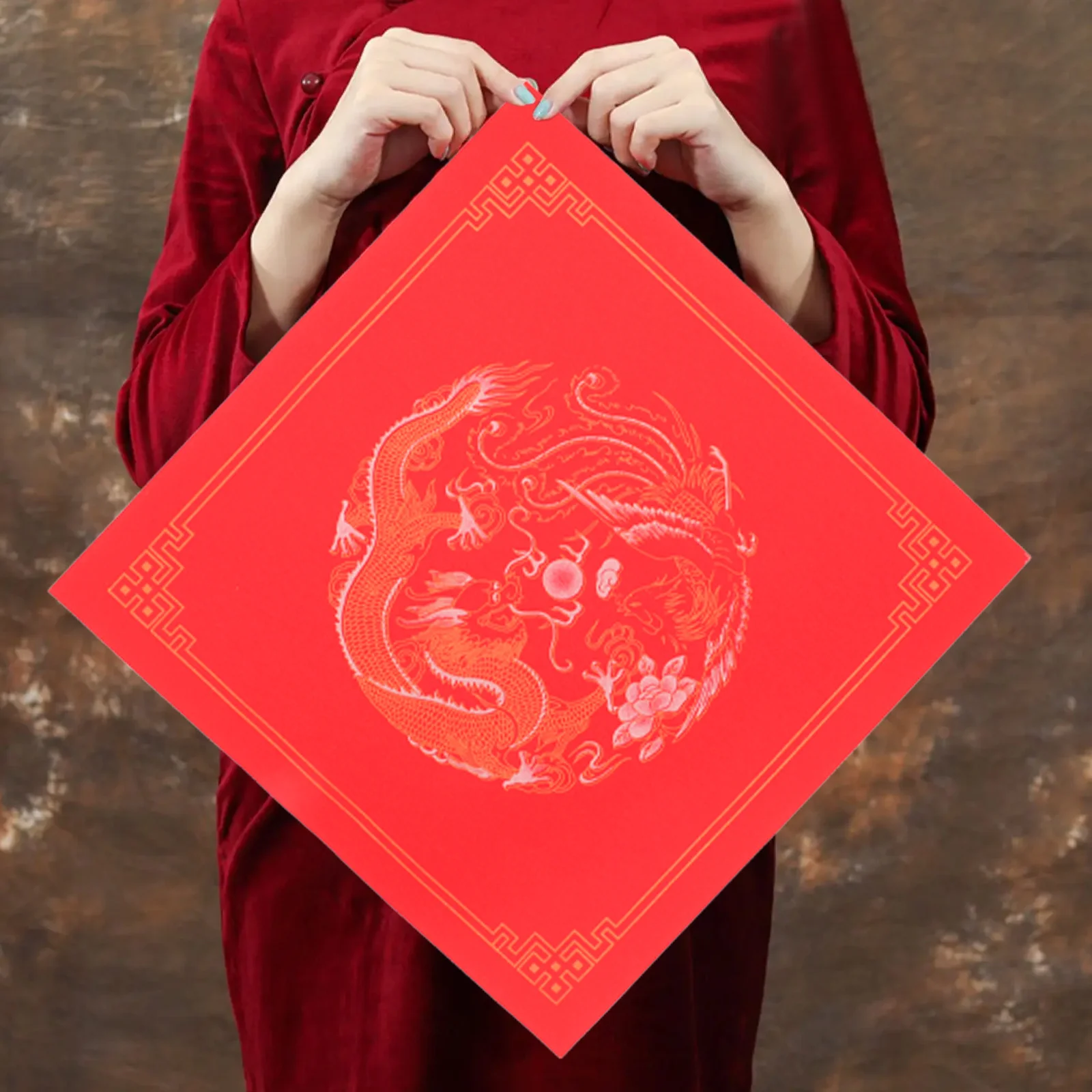 

20 Sheets Fu Character Red Paper Square Shape for New Year Christmas Wedding Spring Festival Party Decoration DIY Calligraphy