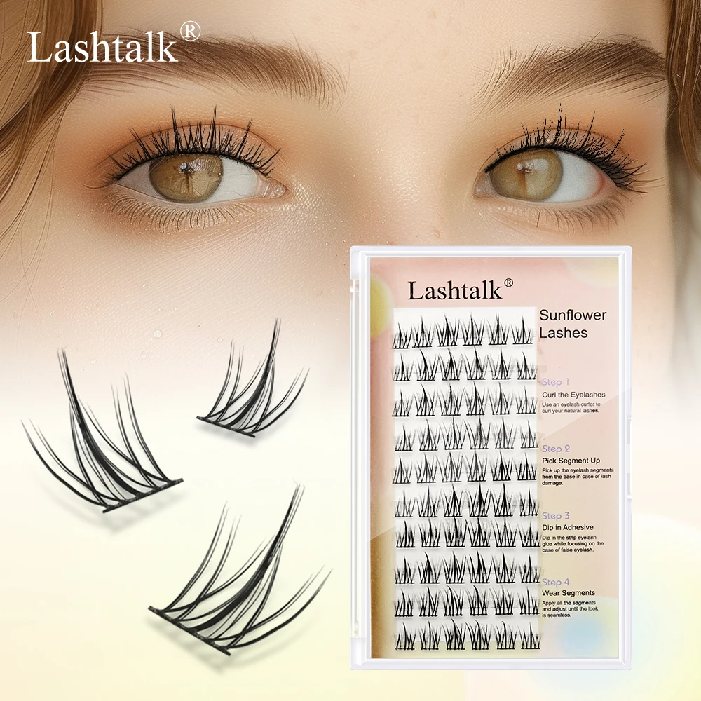 Lashtalk Накладные ресницы DIY «Стиль Подсолнух» (микс 10-13 мм), 60 пучков в комплекте, естественный вид, легкие как перья, простые в применении, от Nagaraku
