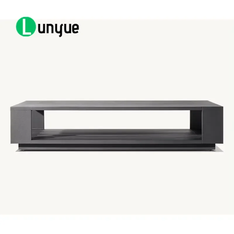 Luxury Hand Cast Aluminum Outdoor Coffee Table Modern Rectangular Short Side Table Custom Color Patio Garden Furniture
