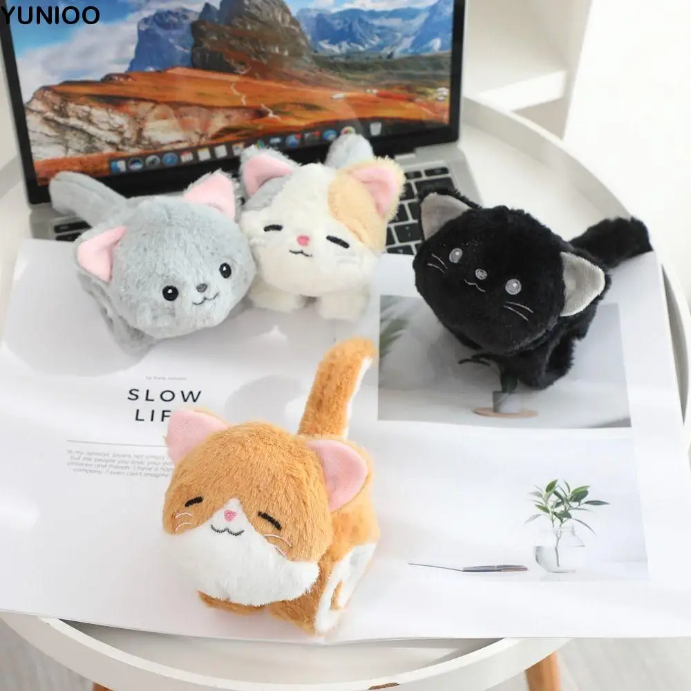 

Fun Simulation Cat Plush Slap Bracelet Smile Wrist Style Plush Doll Slap Bracelet Cute with Tail Cat Plush Wrist Band Children