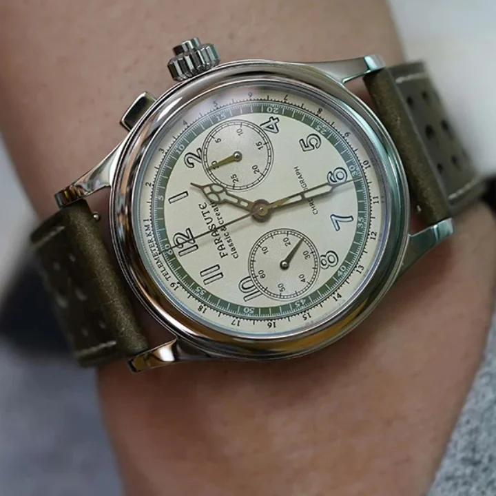 

FARASUTE Men Chronograph Watch 40mm Panda Manual Winding Mechanical Wristwatch Sapphire Mirror ST19 Mov. Luminous