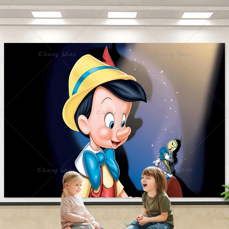 Disney Pinocchio Backdrop Boys Girls Birthday Party Photo Photography Background Grandpa Carpenter Baby Shower Prop Banner