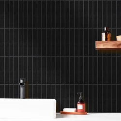 Vividtiles Black Oblong Wall Stickers Self-Adhesive Vinyl Wall Tiles Sticker Kitchen Bathroom Decor Wallpaper Wall Art 10 Sheets