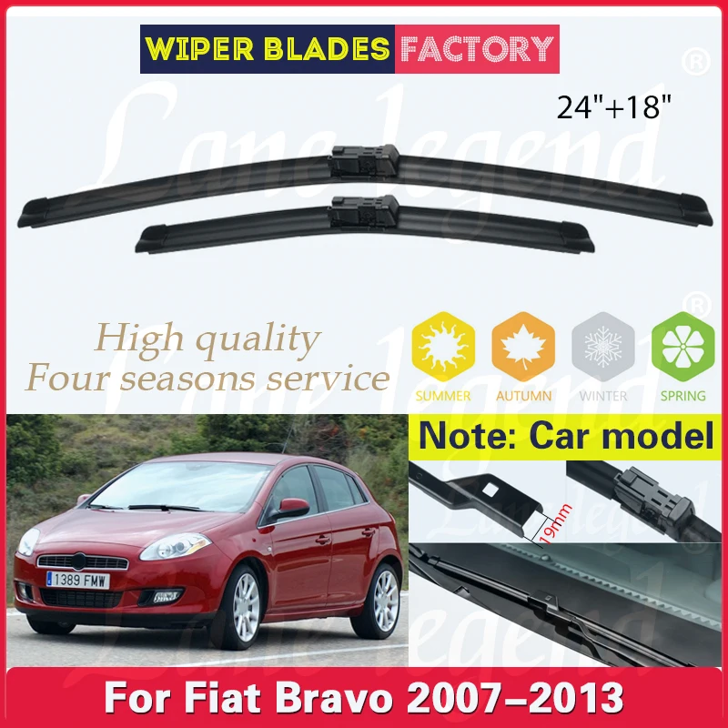 

For Fiat Bravo 2007 - 2013 Car Wiper LHD Front Wiper Blades Windshield Windscreen Front Window 2012 24''+18'' ( Not U type )