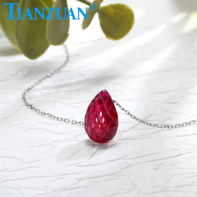 10x14mm Simple Personality Fashion Ruby Pendant Women 925 Silver Necklace Elegant Creative Pendant