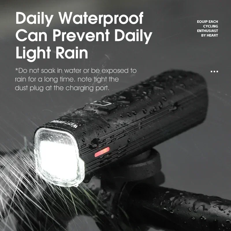 

WEST BIKING Cycling Quick Release Headlight 1000 Lumens 4500mAh Type-C Rechargeable Bicycle Front Light With Battery Indicator