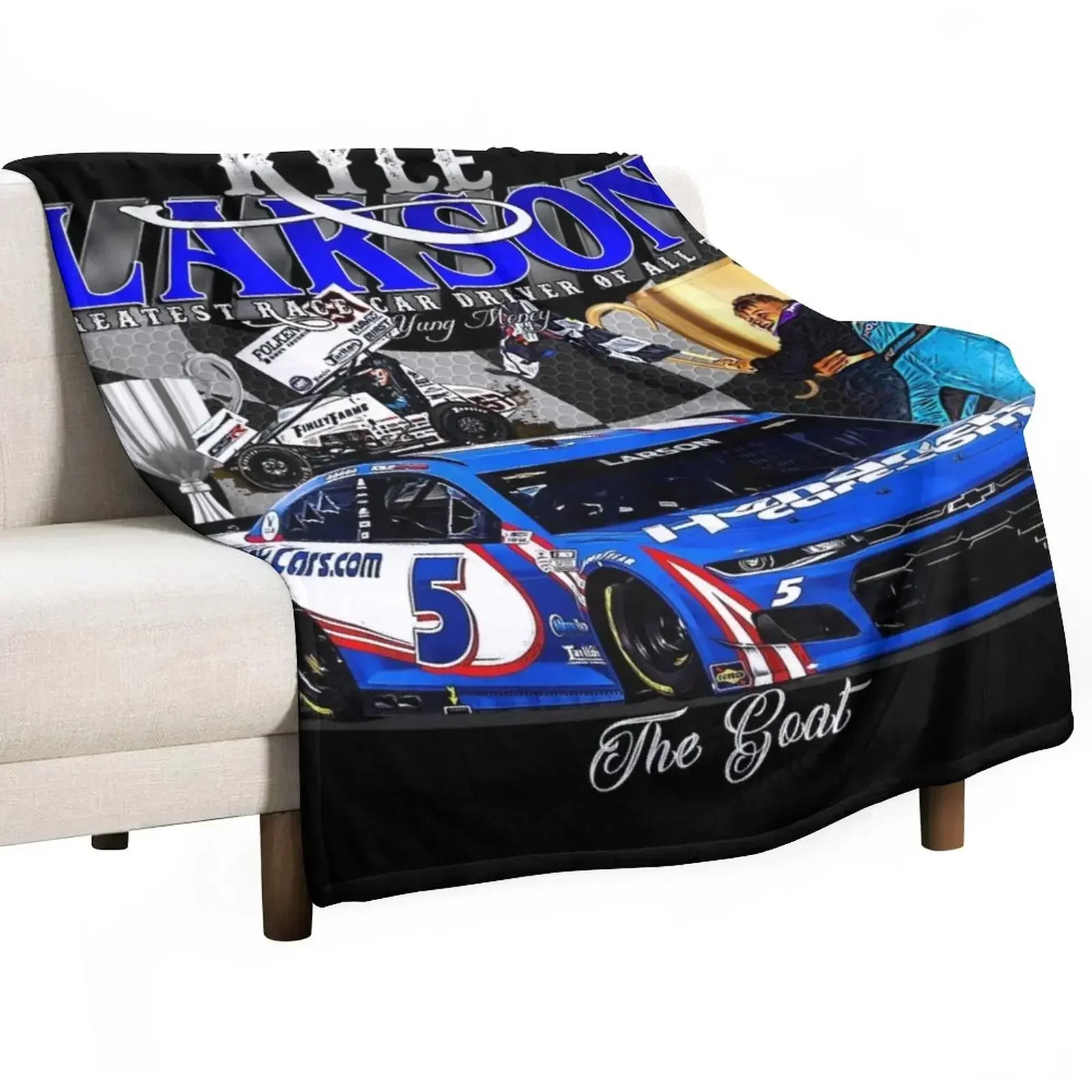 Kyle Larson The Greatest Race Car Driver of All Time Throw Blanket Retros Multi-Purpose Picnic wednesday Blankets