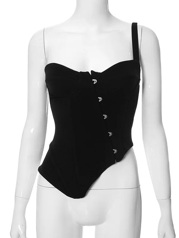 Primavera 2025 mujer Color puro Casual Neline Svel Strap camiseta Top Wrap pecho colgante Bule chaleco Correa Faion