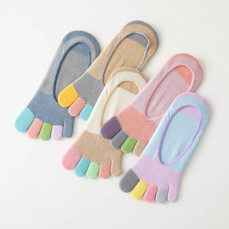 Summer New Five Fingers Women Socks Colorful Soft Cotton Shallow Casual Socks Split Toe Sports Socks kawaii Harajuku Toe Socks