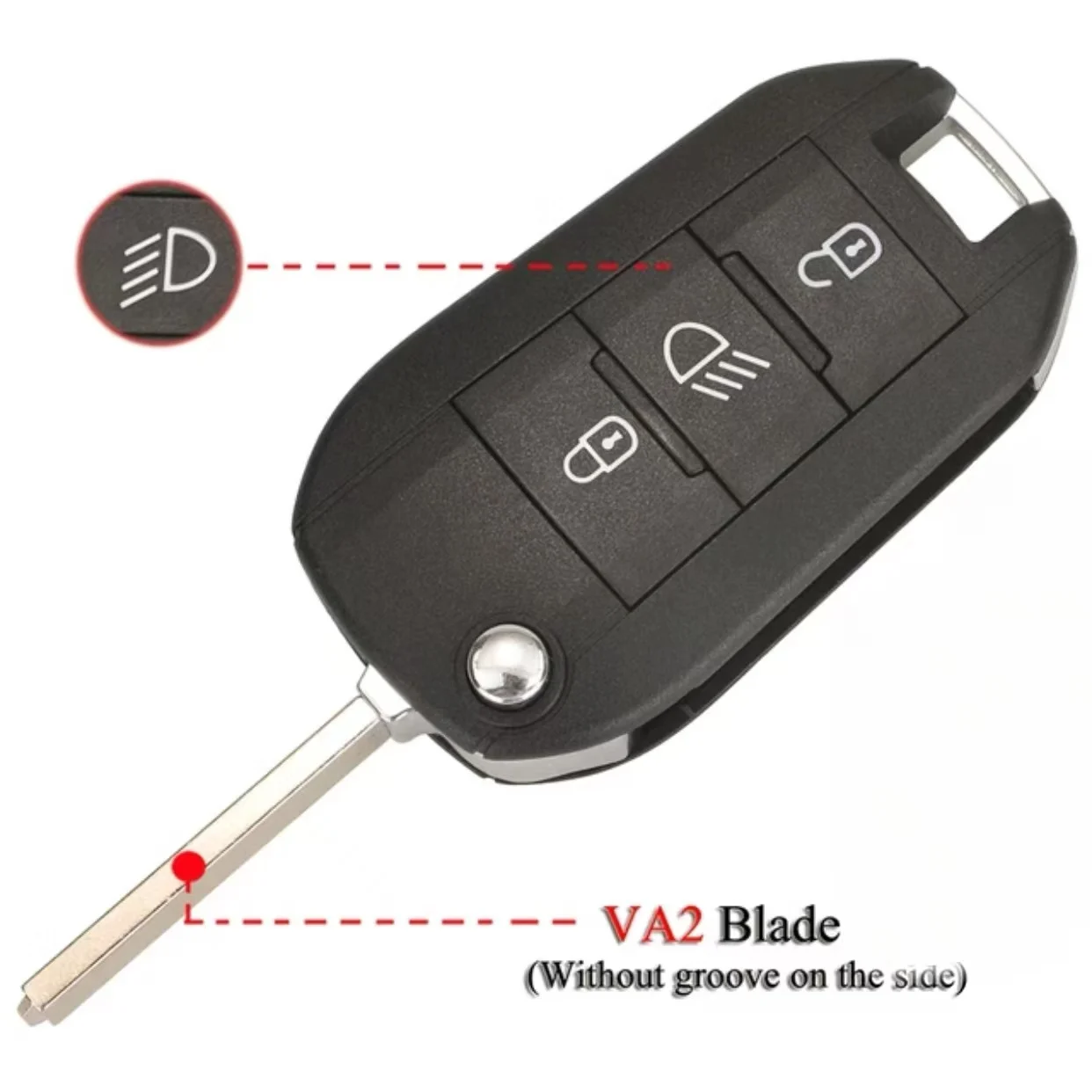 Jingxin 2/3BT HU83/VA2 Klinge Fernbedienungs-Klappschlüsselgehäuse für Peugeot 208 301 308 508 2008 3008 5008 für Citroen C3 C4 C4L – Detail 4