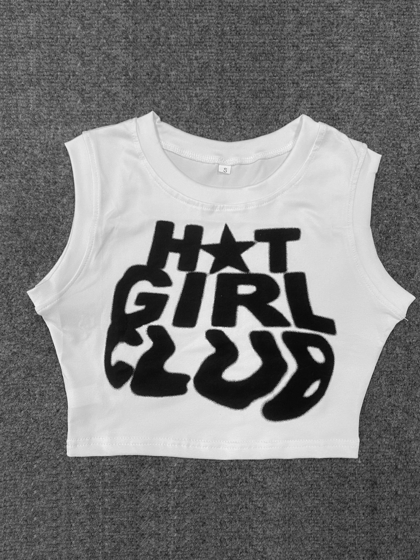 

European and American retro Y2K creative letter print high street sexy hot girl summer sleeveless crop top