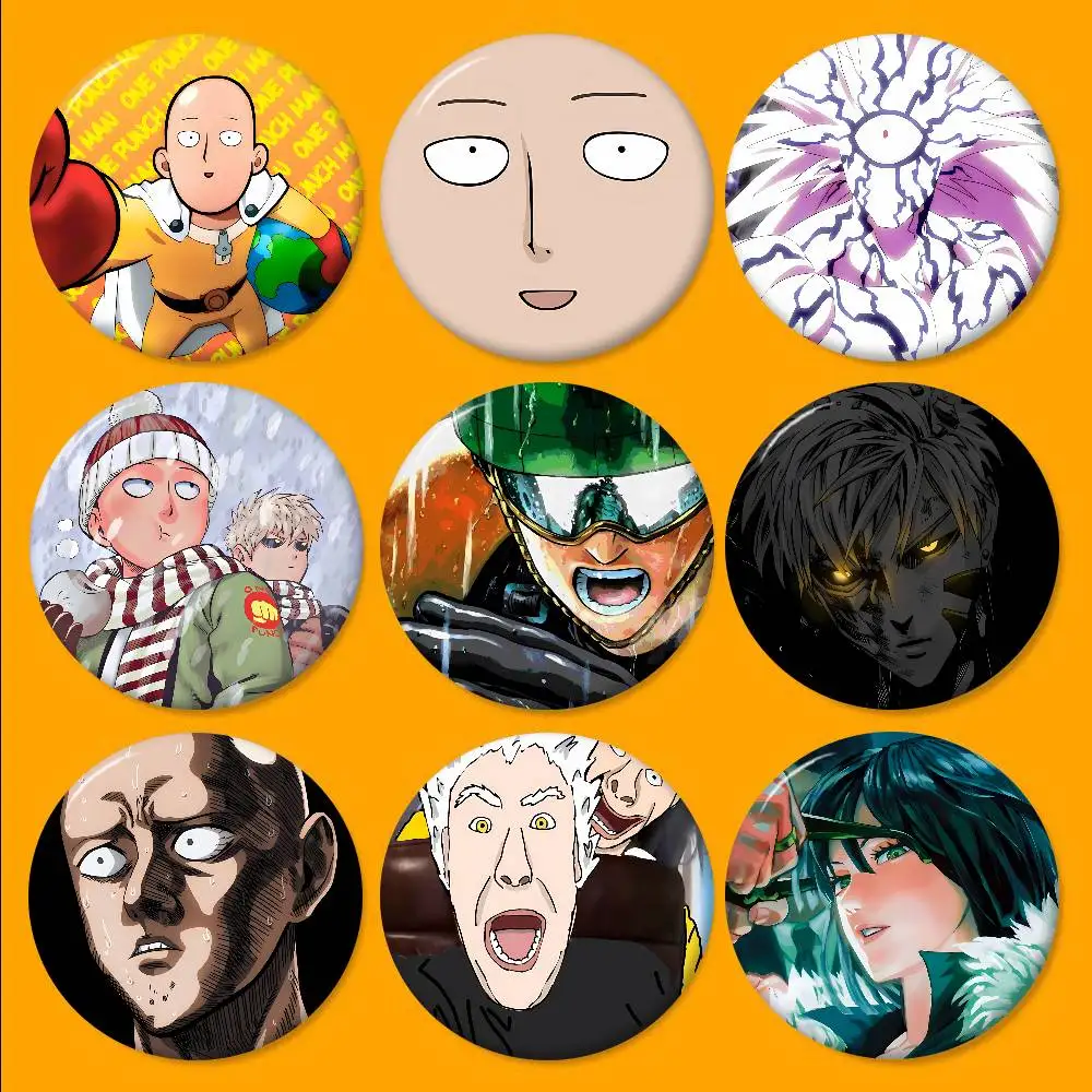 Anime One Punch Man Round Button Pins Slogan Creative Brooches Backpack Clothes Decoration Fashion Cartoon Jewelry Gifts