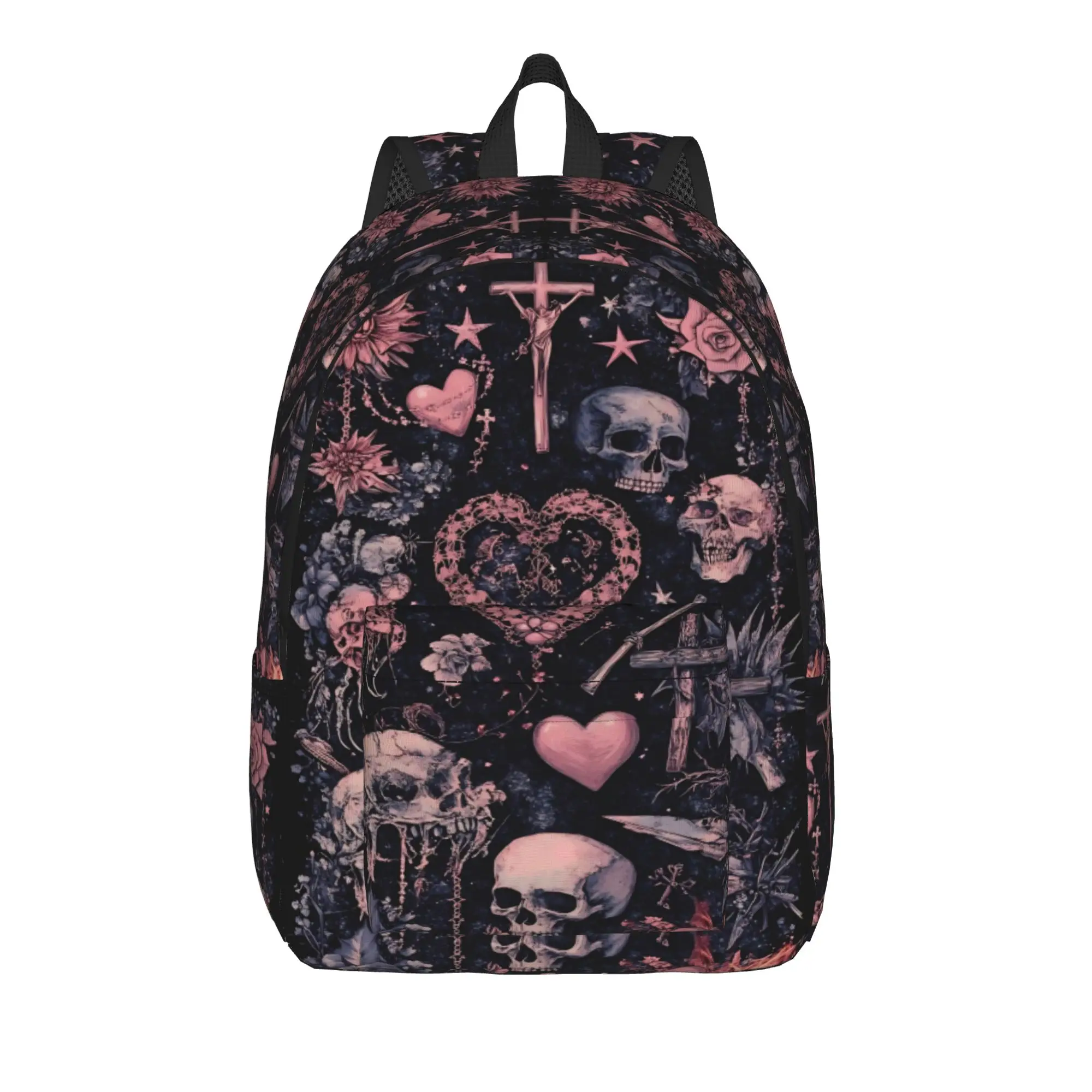 Halloween Gothcore Cool Backpack Sports Student Hiking Travel Witchy Cross Daypack for Men Women College Canvas Bags