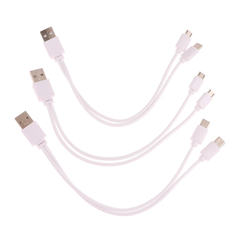 1Pc 2 in 1 USB Male to Micro USB/Type-C Splitter Data Transfer Charging Cable for for Android Smartphones Tablet Dual Micro USB