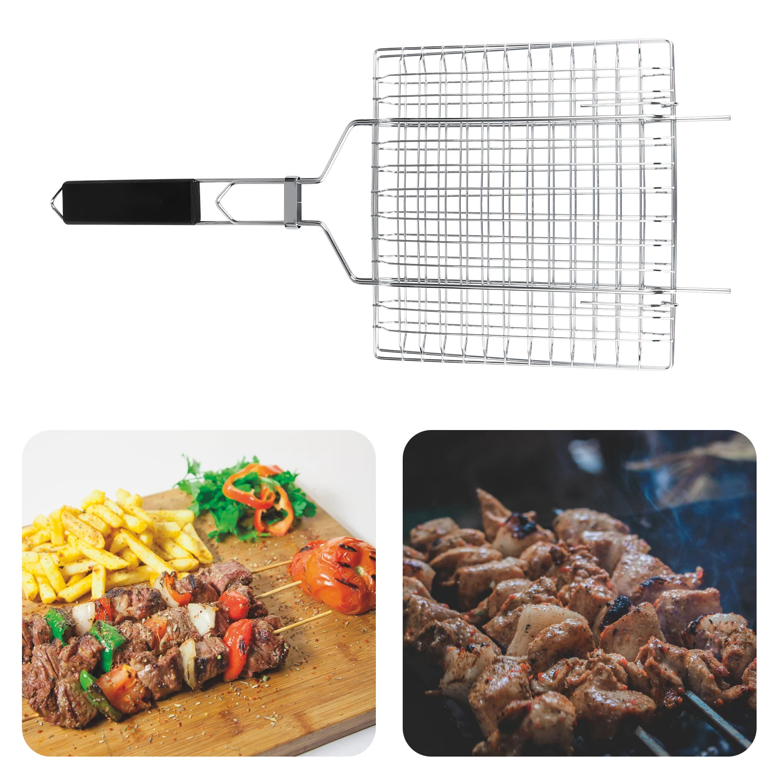 

Stainless Steel BBQ Mesh Outdoor Grill Net Foldable Square Picnic Supplies Corrosion Resistant Nonstick Roasting Baking