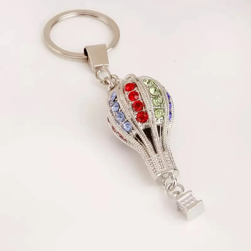 Noter New Hot Air Balloon Keychain Men Women 4 Colors Metal Holder Pendent Keyring Bag Decoration Luxury Crystal Wedding Gift