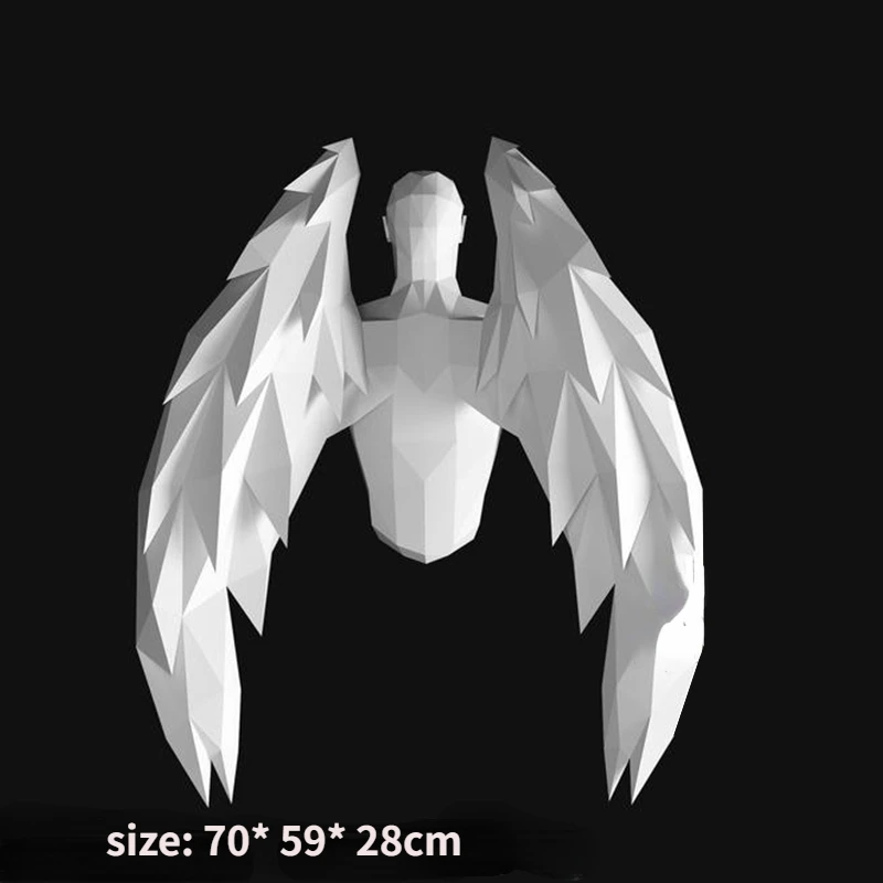 3D Paper Mold Non-Finished Angel Wing Model Folding Paper Work DIY Wall Hanging Home Decor Figurines Miniatures