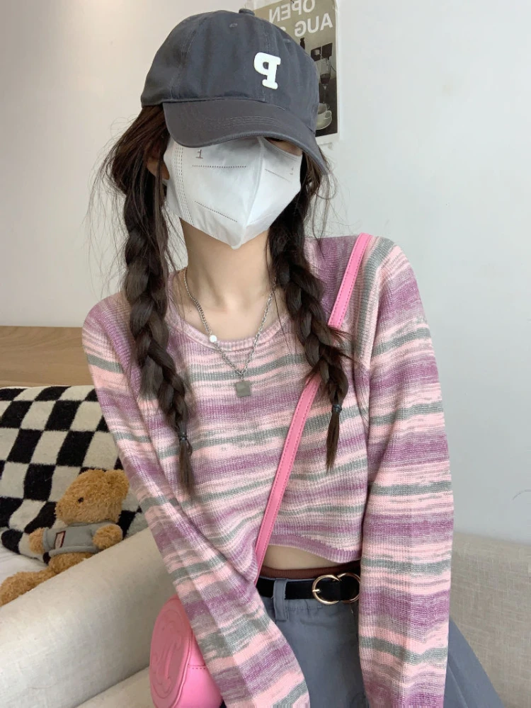 

Пуловеры женские милые осенние ретро нежные корейские консервативные стили милые простые вязаные универсальные студенческие свитера Harajuku укороченные