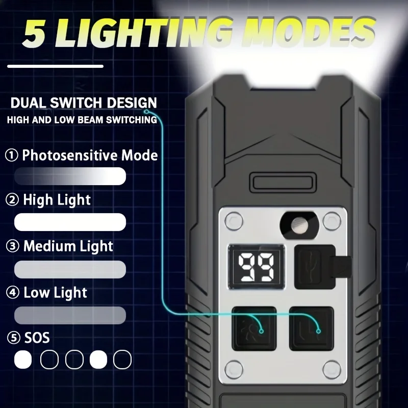 Bicycle Flashlight 9 LED Bike Lamp Type-C Rechargeable Bike Light Ultralight Handlebar Lights Waterproof Cycling Lantern