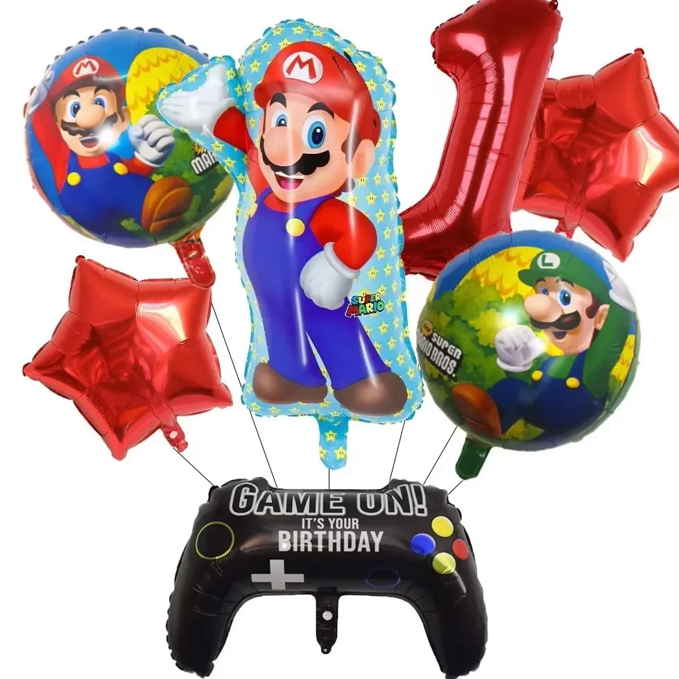 Decoración de Fiesta de Cumpleaños con Temática de Mario y Luigi, Set de Globos de Dibujos Animados de Super Mario, Globo de Aluminio de la Princesa Peach, Regalo para Niños
