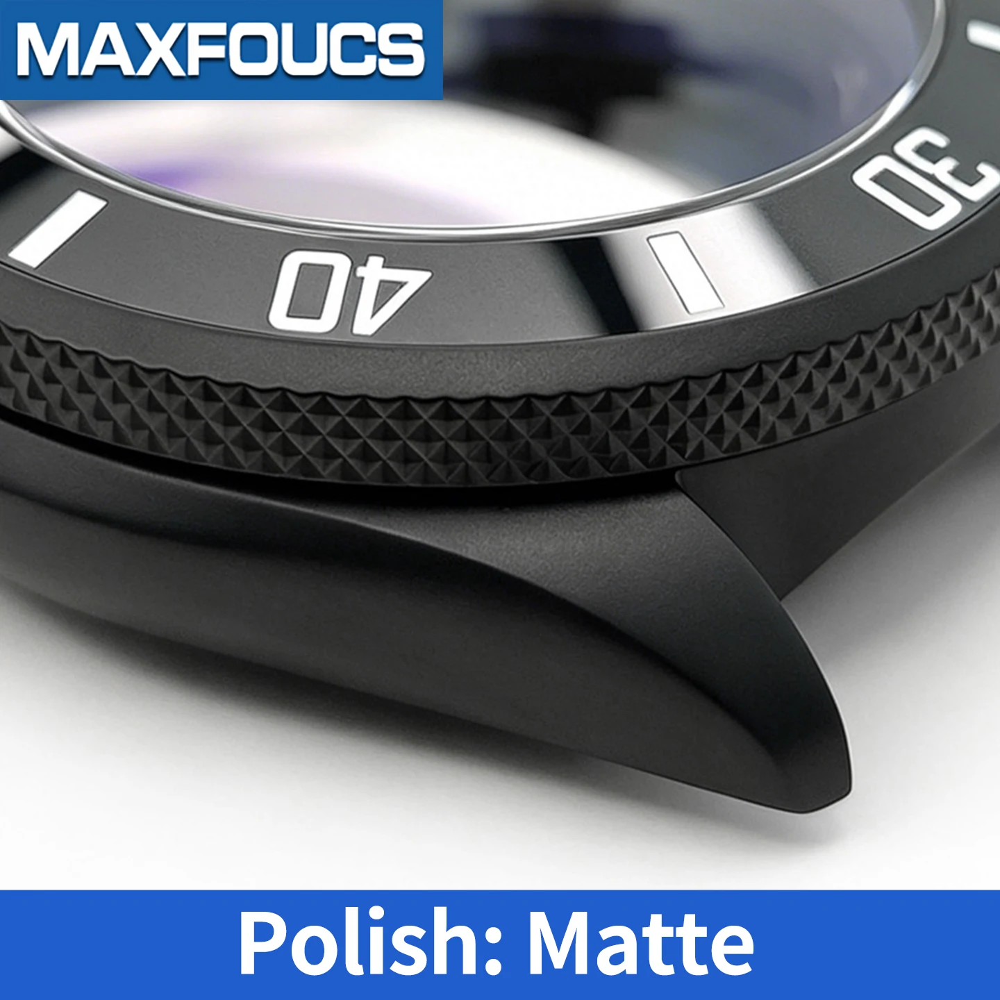 Gerändeltes, mattschwarzes Uhrengehäuse für SKX SKX007 NH35 NH36 4R36 NH34 4-Uhr-Position MOD Stahl Uhrengehäuse Teile Saphirkronen Custom – Detail 6