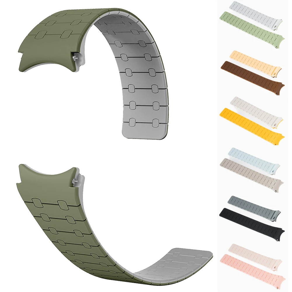حزام سيليكون مغناطيسي لساعة سامسونج جالاكسي 7 6 5 4 44 40 مللي متر 6 كلاسيكي 43 مللي متر 47 مللي متر سوار رياضي بدون فجوات لهاتف جالاكسي 5 برو 45 مللي متر
