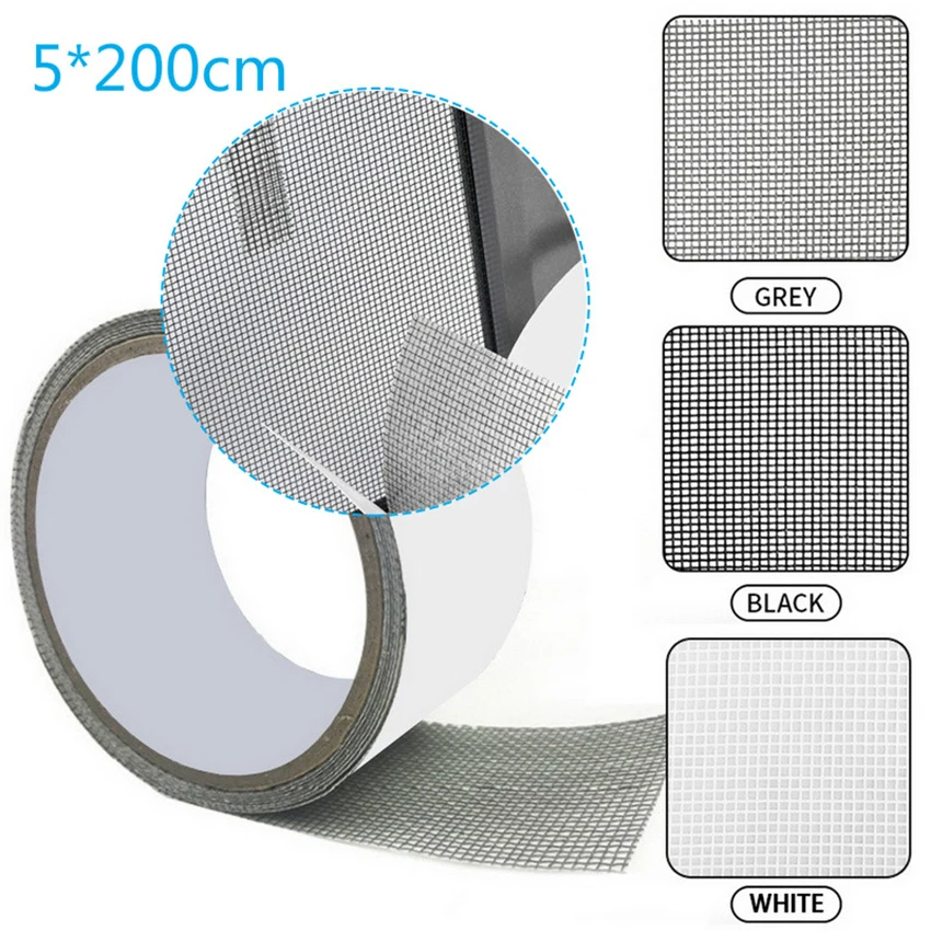 WEFILM Window Screen Repair Tape 3Layer Strong Self Adhesive Window Net Repair Patch Tears Anti-Insect Mosquito Mesh 5x200