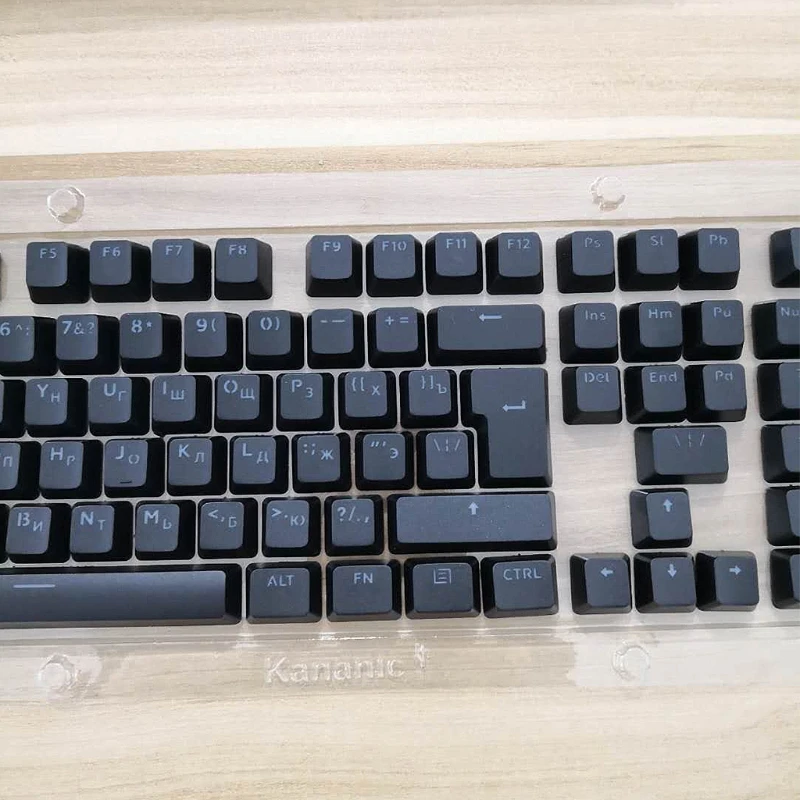 Russian Keycaps, ABS Backlit Keycaps Transparent Key Cover Cherry MX Compatible for Mechanical Keyboards, Full 104 Set