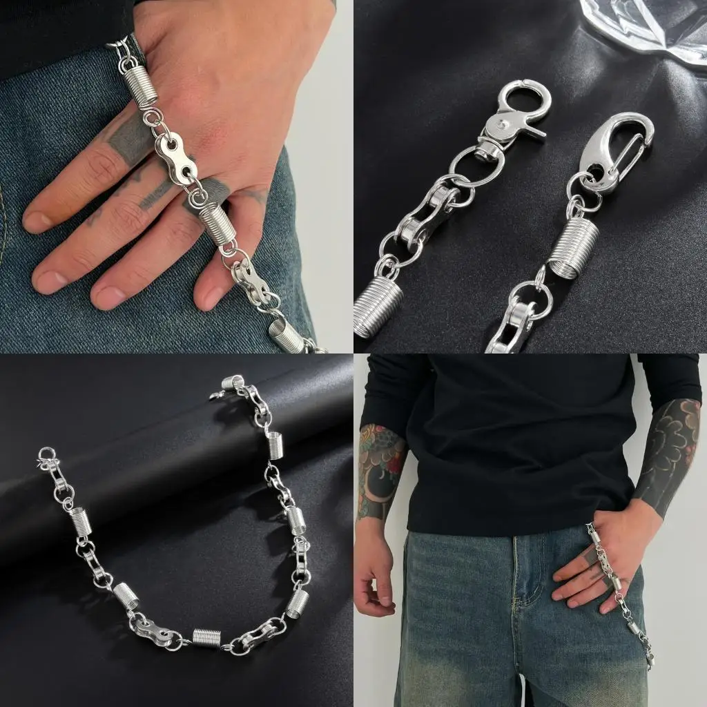 

31BB Spring Coil Chain Pants Accessory Street Pants Chain Alloy Texture