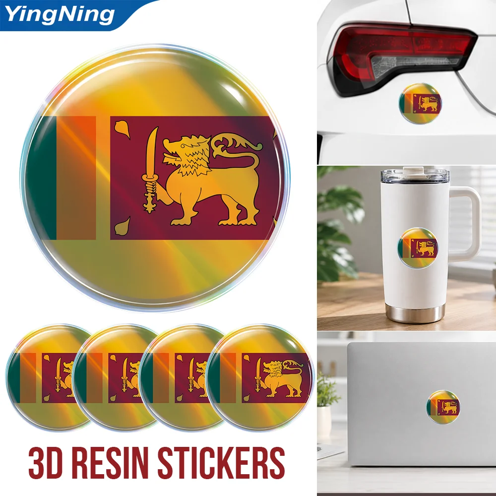 Sri Lanka Flag 3D Resin Domed Sticker Lion Sword National Emblem Self Adhesive Decal Car Laptop Motorcycle Vehicle Decoration