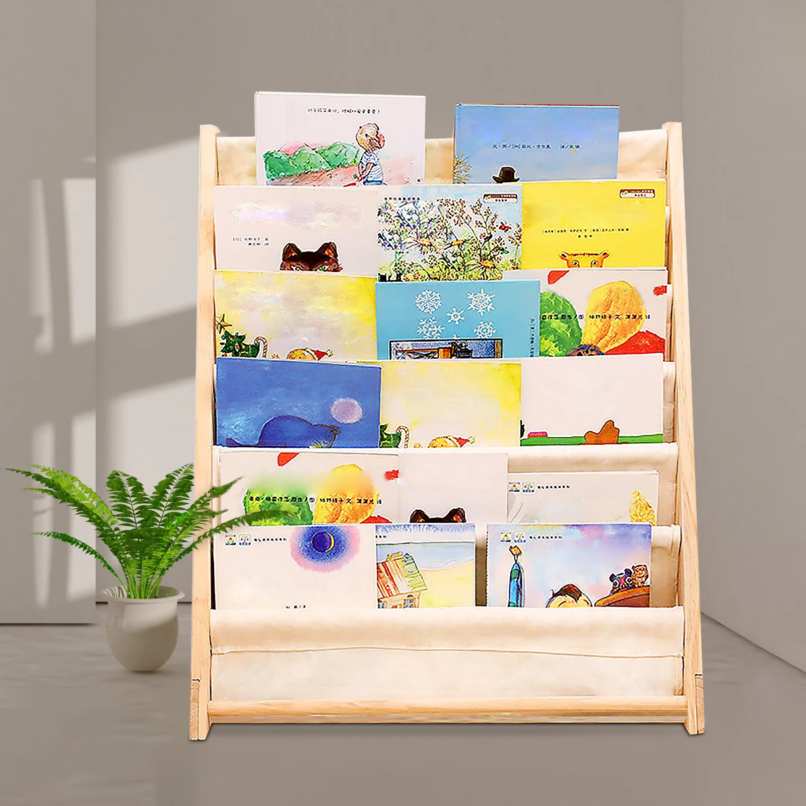 

Kids Bookshelf, 6-Tier Wooden Book Organizer for Children's Room, Modern Floor-Standing Bookshelf - Holds 100+ Picture Books
