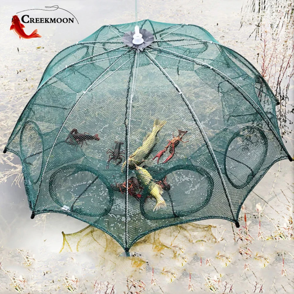 Portable Automatic 4-20 Hole Hand Fishing Net Hexagon Fish Network Casting Nets Crayfish Shrimp Catcher Tank Trap Cage Mesh Tool