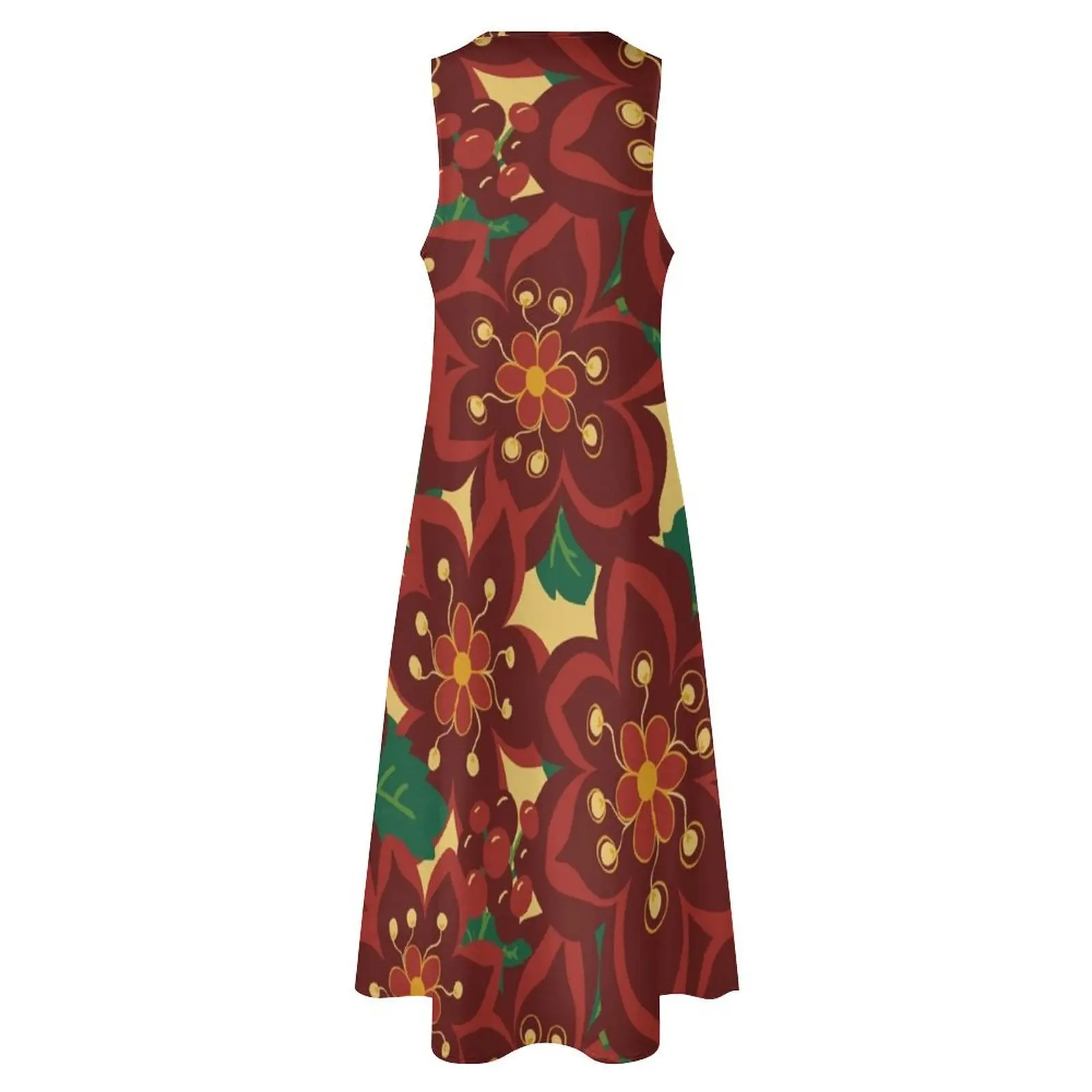 วินเทจคริสต์มาส Boho Poinsettia ชุดเดรสยาว ชุดราตรี เสื้อผ้า เสื้อผ้าผู้หญิงฤดูร้อน ชุดเดรสสําหรับสตรี