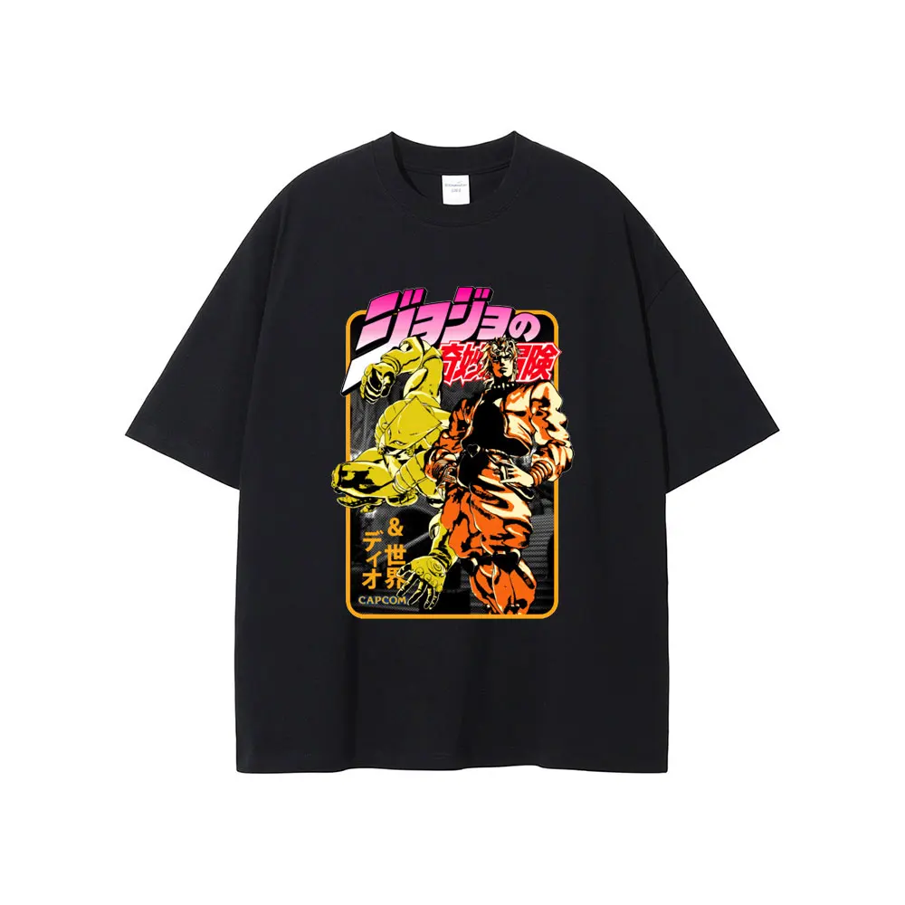 

Anime JoJo Bizarre Adventure Jotaro Star Platinum T-shirt Men Women Casual Cotton Short Sleeve T-shirts Manga Vintage T Shirts