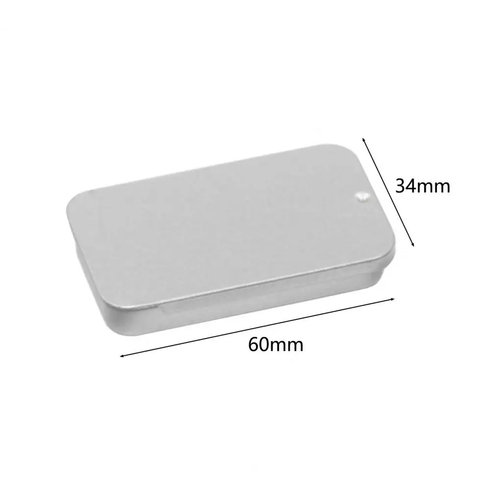 2Pcs Metal Rectangular Empty Mini Tin Box Rust-proof Storage Organizer Mini Tin Box Tinplate Push Candy Pill Cases with Push Lid