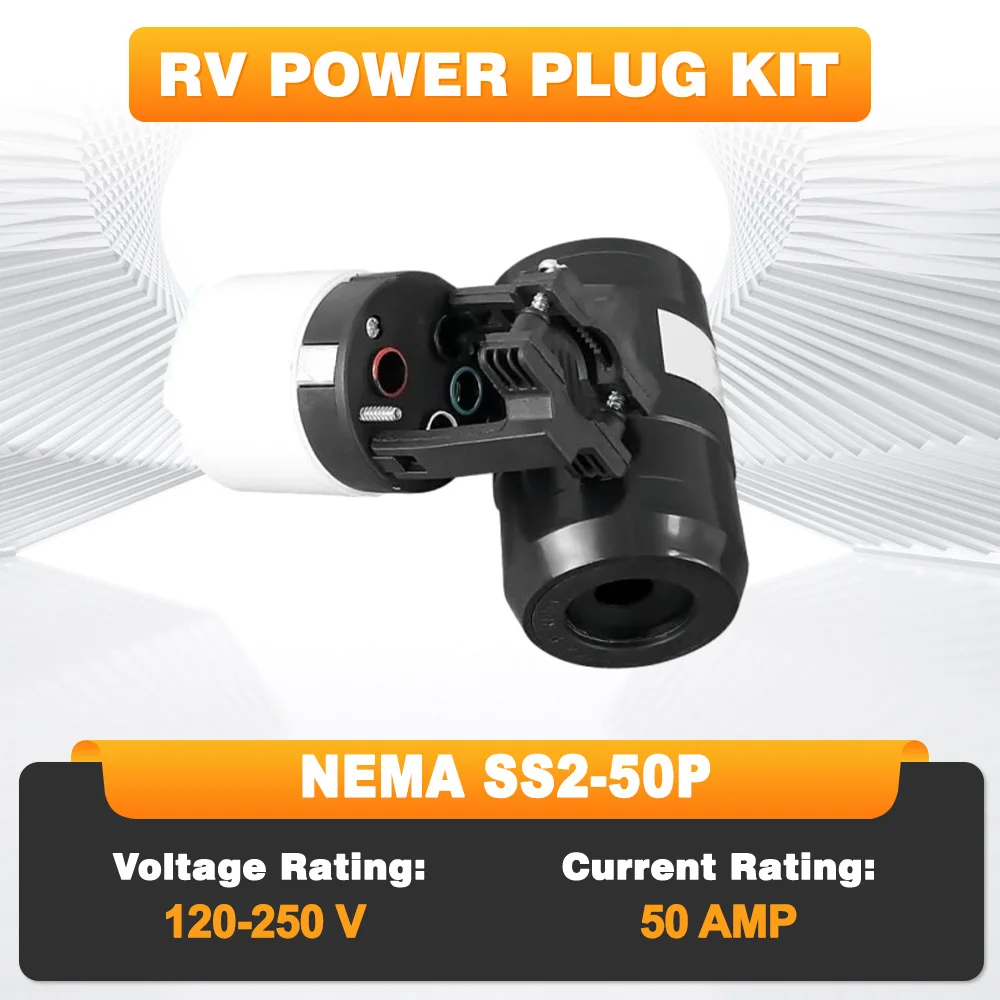 

NEMA SS2-50P 125V-250V 50A Plug Adapter Twist Generator Power Cord Connector with Waterproof Cover Accessories
