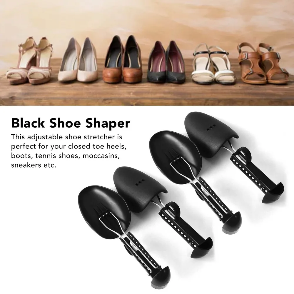 4Pcs Shoe Holder Black Shoe Tree Adjustable Anti-deformation Shoe Shaper Plastic Shoe Support Shoe Maintenance