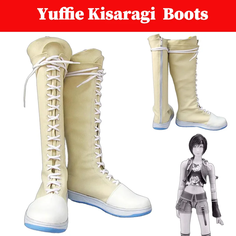 

Желтые ботинки для косплея Game Final Fantasy Yuffie Kisaragi, женская обувь для ролевых игр, длинные сапоги, аксессуары для костюмов, обувь на Хэллоуин