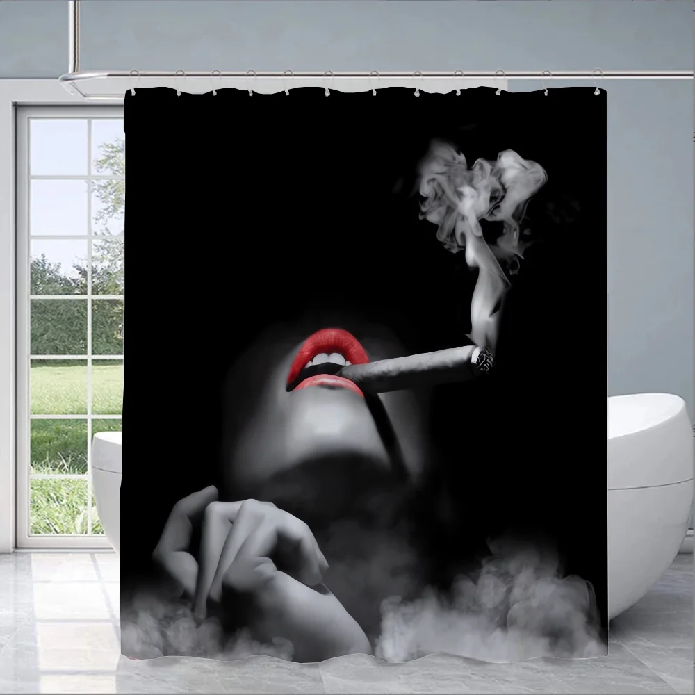 Bathroom Shower Curtain Funny Dollar Cigarette Curtains for Bathroom Accessories Bath Cover Waterproof Fabric Anti-mold Full