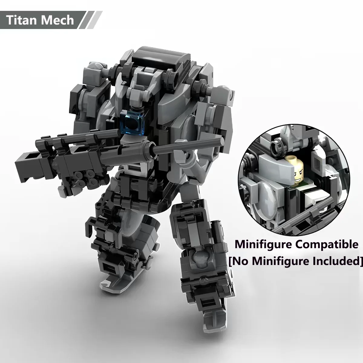 MOC Manned Armored Tactical Robot Building Blocks Set, Minifigure Compatible, Toy Gift for Boys and Adults