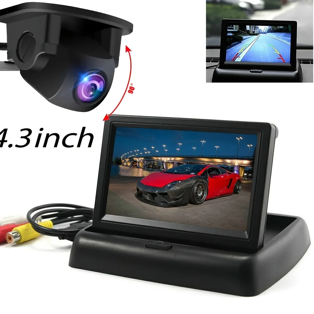 

4.3" Foldable LCD Monitor Car Rear View Backup Camera with Parking System for Pickup, Van, RV Full set, Without Battery