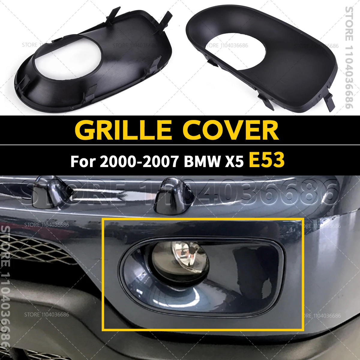 For 2000 2001 2002 2003 2004 2005 2006 2007 BMW X5 (E53) Front Bumper Fog Light Grill Grille Cover 51117129299 51117129300