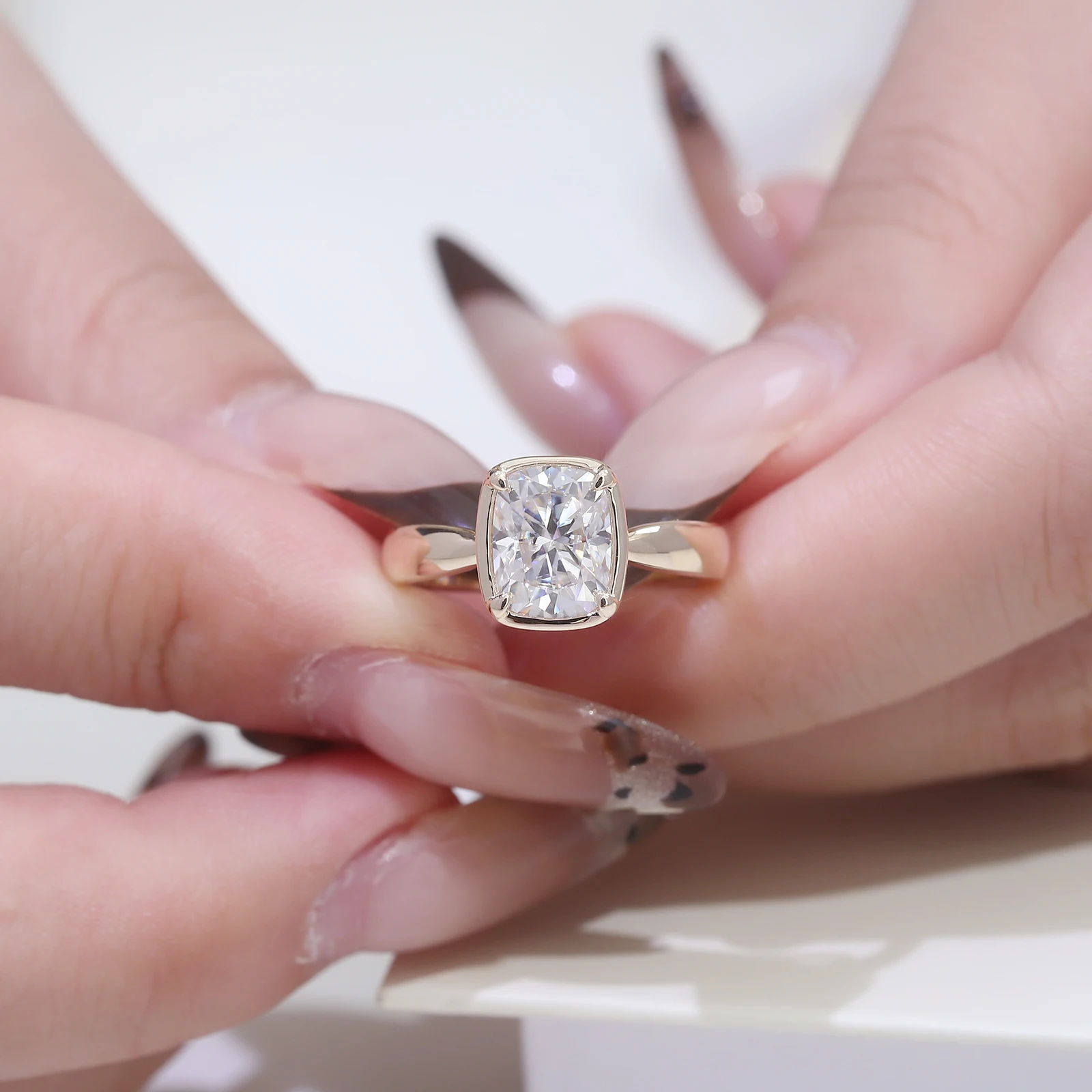 Provence vintage Wedding ring 14KGold IGI 2ct Cushion E/VS Lab Diamonds Wedding Everyday jewelry Classic Solitaire ring Custom